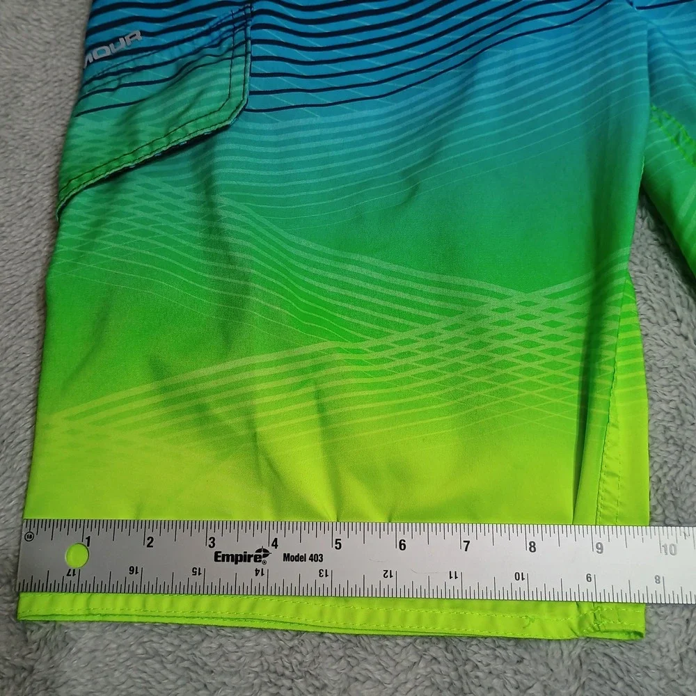 Under Armour Board Shorts Mens 30 Blue Green Gradient Wave Cargo Swim Trunks